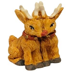 VTG 80s Rudolph Reindeer Figurine 1.75" Christmas Decor Holiday‎ Decoration